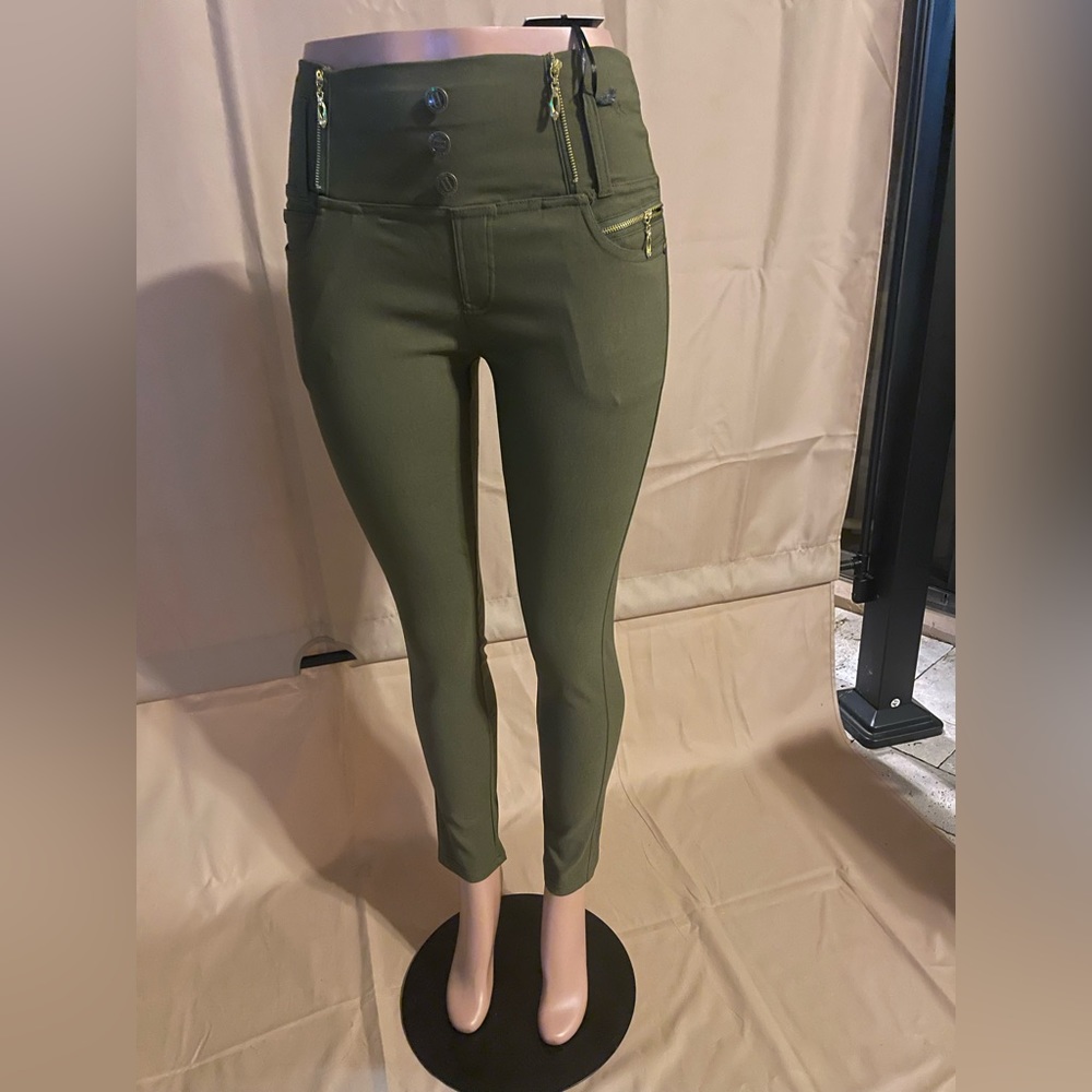 Just Pull On Comfort Elastic Belly Luxury Olive jeggings pant
